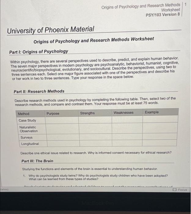 research methods in psychology worksheet with answers