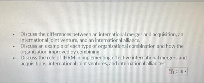 Solved - Discuss the differences between an international | Chegg.com
