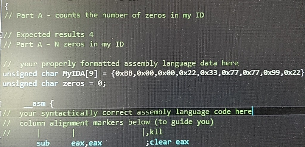 Solved using visual studio c++ to write intel assembly | Chegg.com