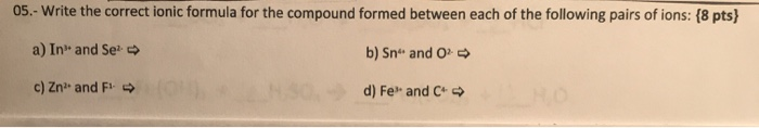 Solved 05.- Write the correct ionic formula for the compound | Chegg.com