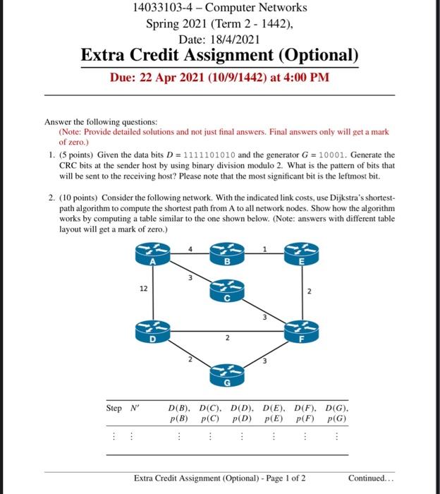 Solved 14033103-4 - Computer Networks Spring 2021 (Term 2 - | Chegg.com