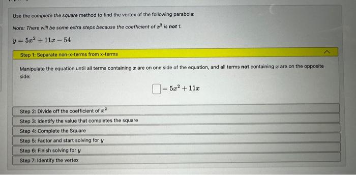 Solved Use the complete the square method to find the vertex | Chegg.com