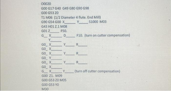 Solved Cutter will be a .500 diameter end mill. Start | Chegg.com
