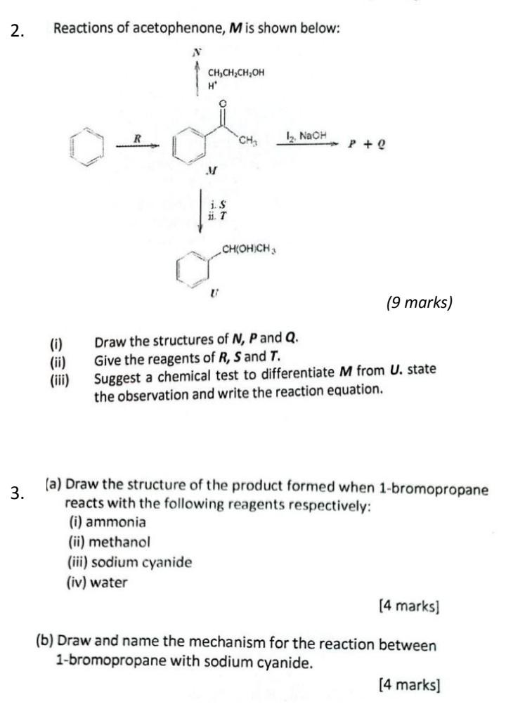 Solved 2. Reactions of acetophenone, Mis shown below: | Chegg.com