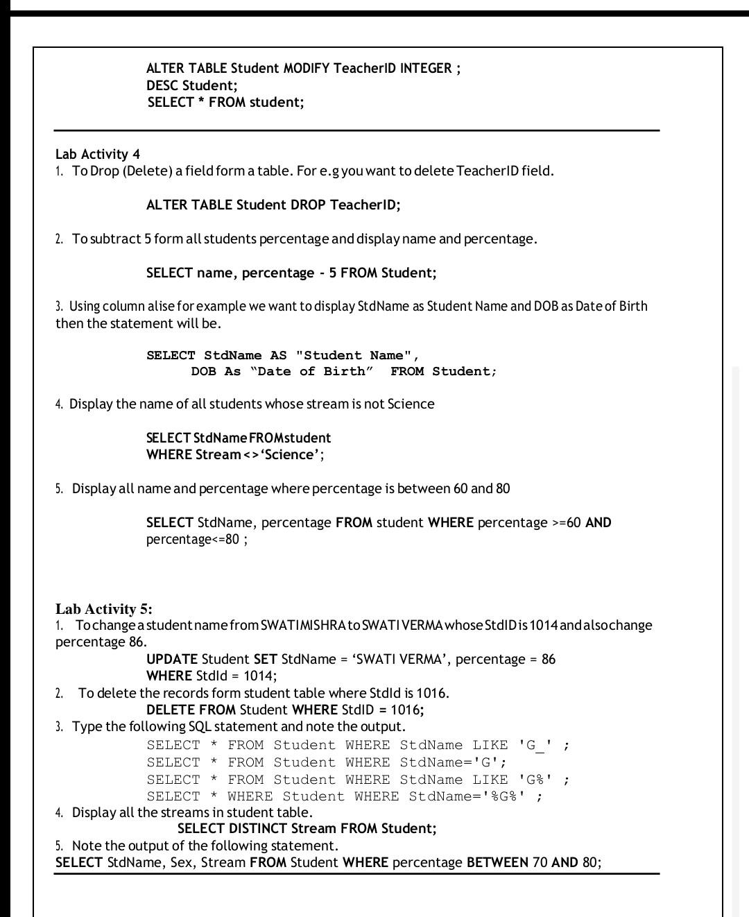 practical assignment of sql query