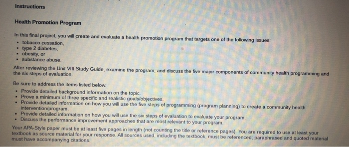 Solved Instructions Health Promotion Program In This Final Chegg solved-instructions-health-promotion-program-in-this-final-chegg