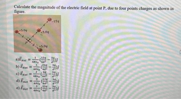 Solved Calculate the magnitude of the electric field at | Chegg.com