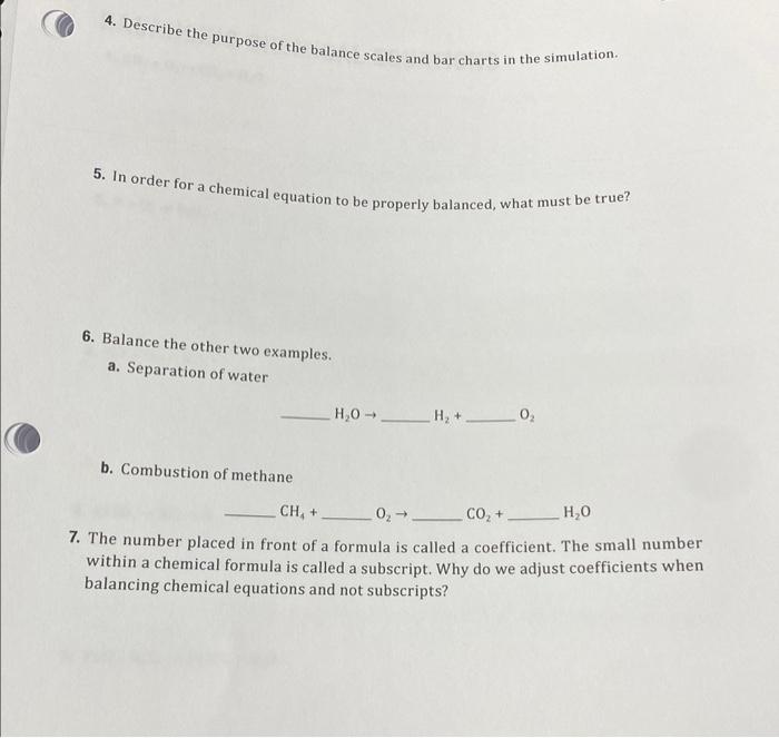 Solved 4. Describe the purpose of the balance scales and bar
