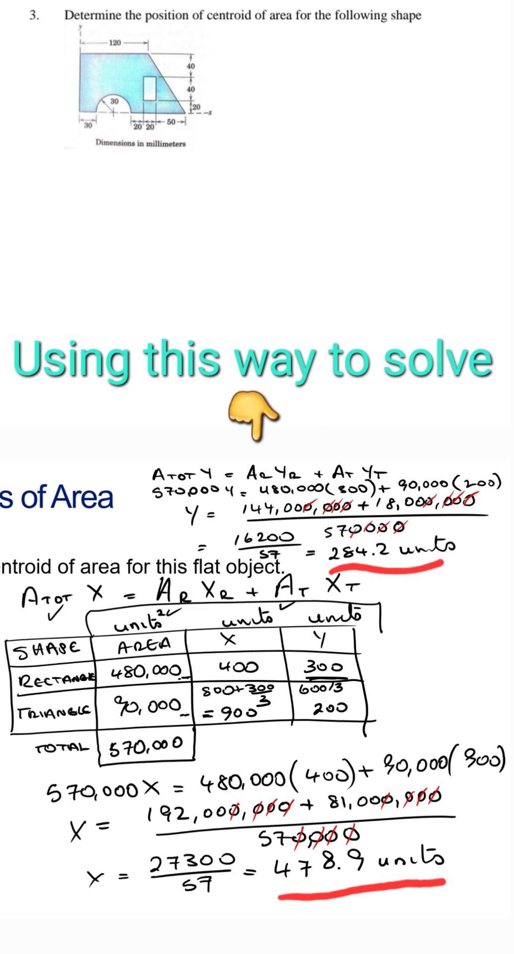 Solved Determine the position of centroid of area for the | Chegg.com