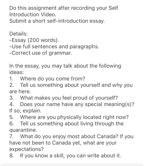 write a short essay about yourself