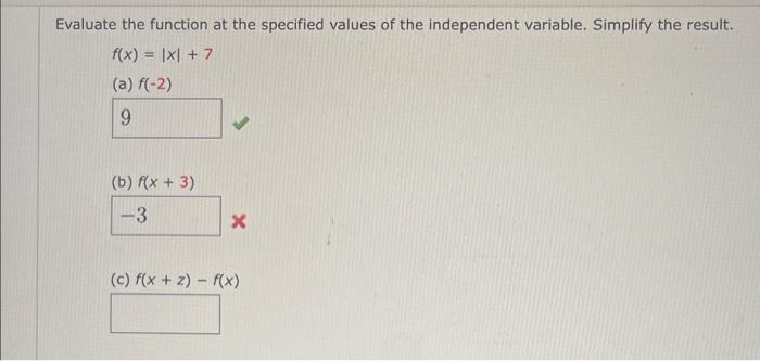 Solved Evaluate the function at the specified values of the | Chegg.com