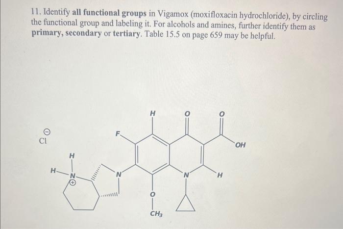 Solved 11. Identify all functional groups in Vigamox | Chegg.com