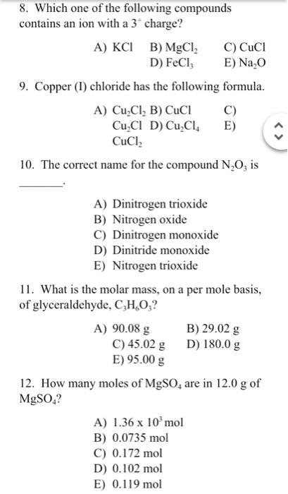 Solved 8. Which one of the following compounds contains an | Chegg.com