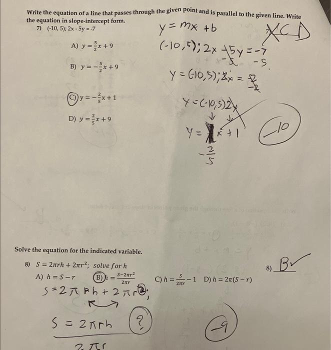 Solved Write the equation of a line that passes through the | Chegg.com