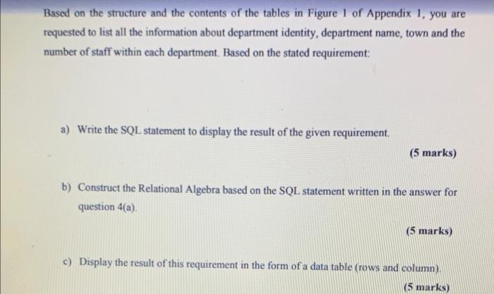 Solved Based on the structure and the contents of the tables | Chegg.com