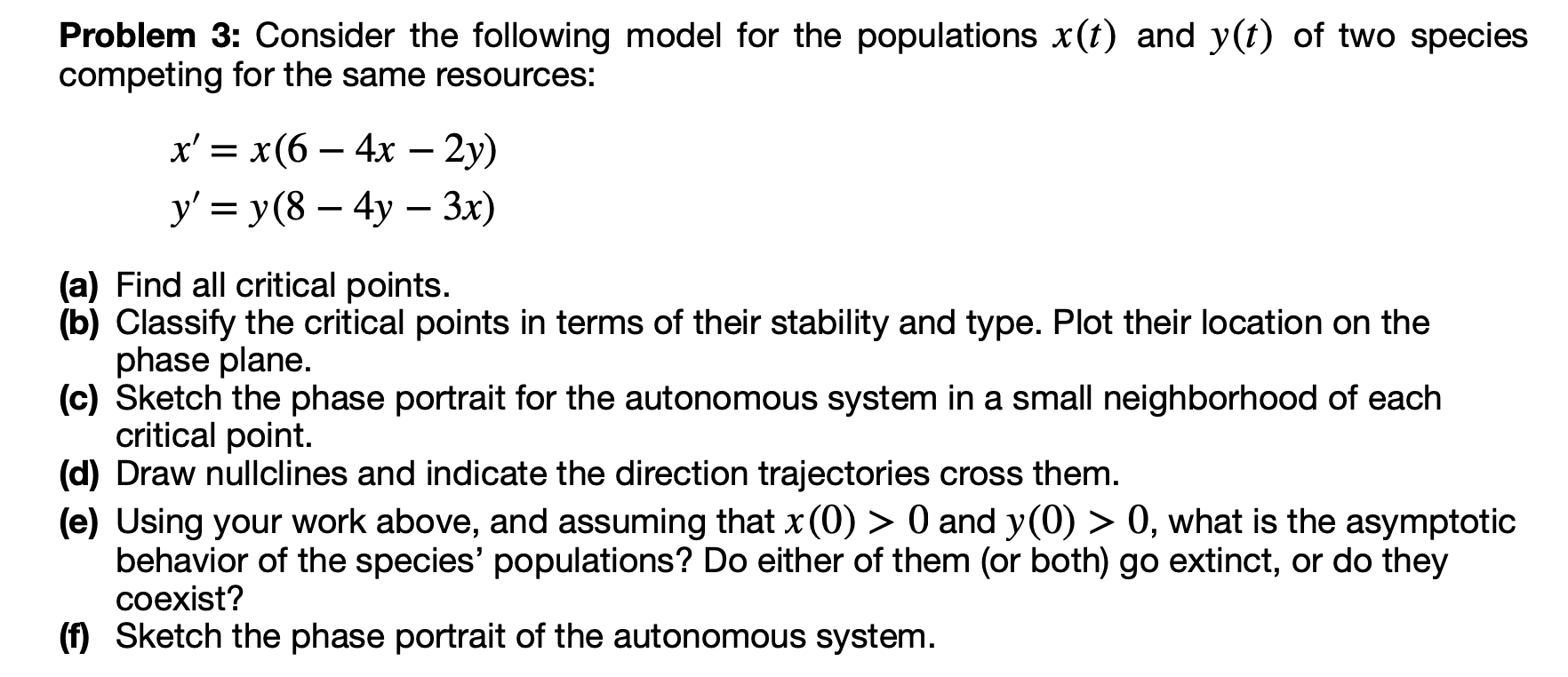 Solved Problem 3: Consider the following model for the | Chegg.com