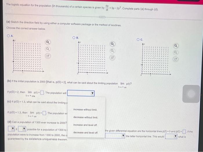 Solved The logistic equation for the population (in | Chegg.com