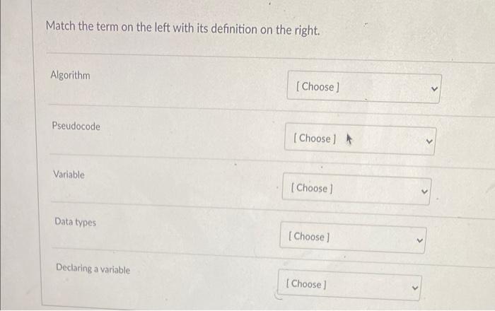 Solved Match the term on the left with its definition on the | Chegg.com