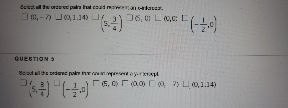 x intercept ordered pair