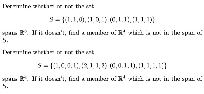 Solved Determine whether or not the set S = {(1,1,0), | Chegg.com