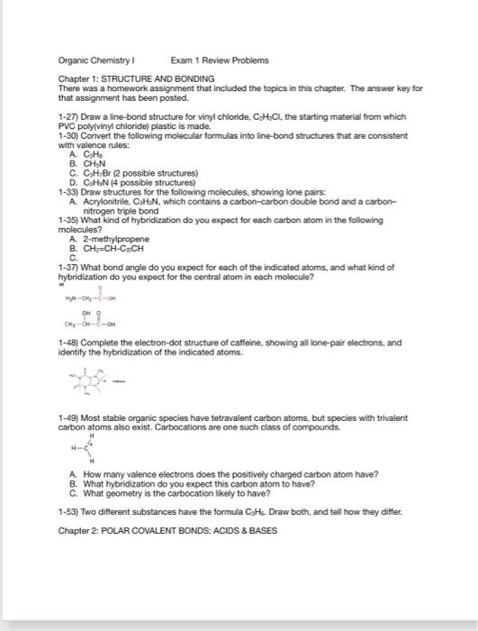 Solved 1-37) What bond angle do you expect for each of the | Chegg.com