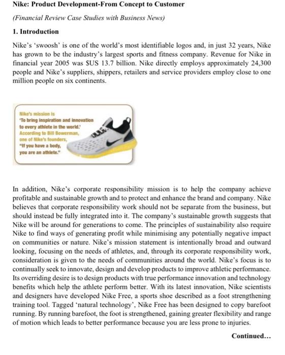 Solved Nike Product Development From Concept to Customer Chegg