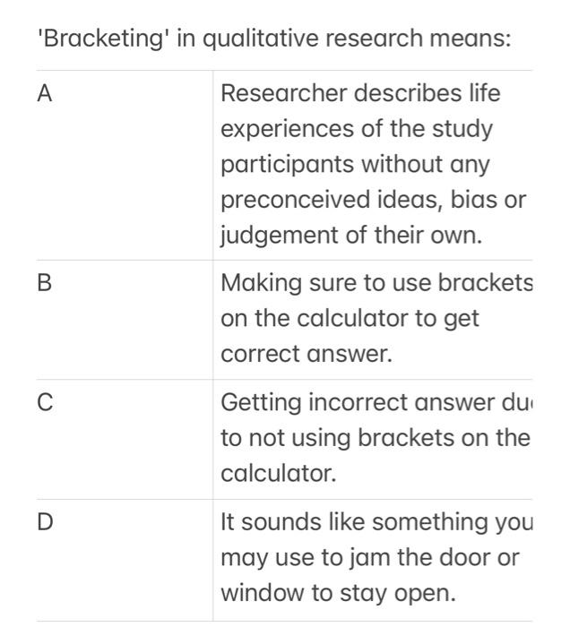 qualitative research study bracketing