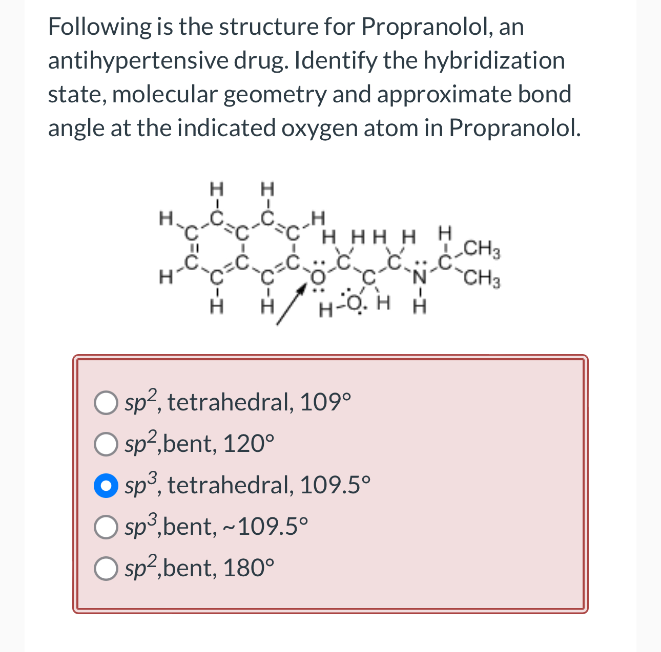 Solved Following is the structure for Propranolol, an | Chegg.com