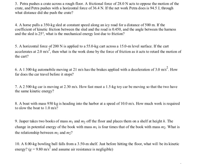 Solved 3. Petra pushes a crate across a rough floor. A | Chegg.com