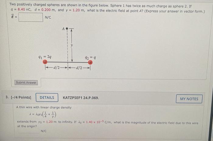 Solved Two Positively Charged Spheres Are Shown In The | Chegg.com