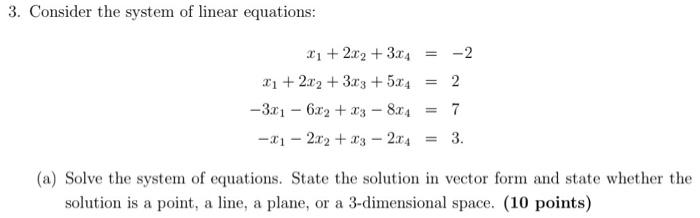 Solved 3. Consider the system of linear equations: -2 21 | Chegg.com