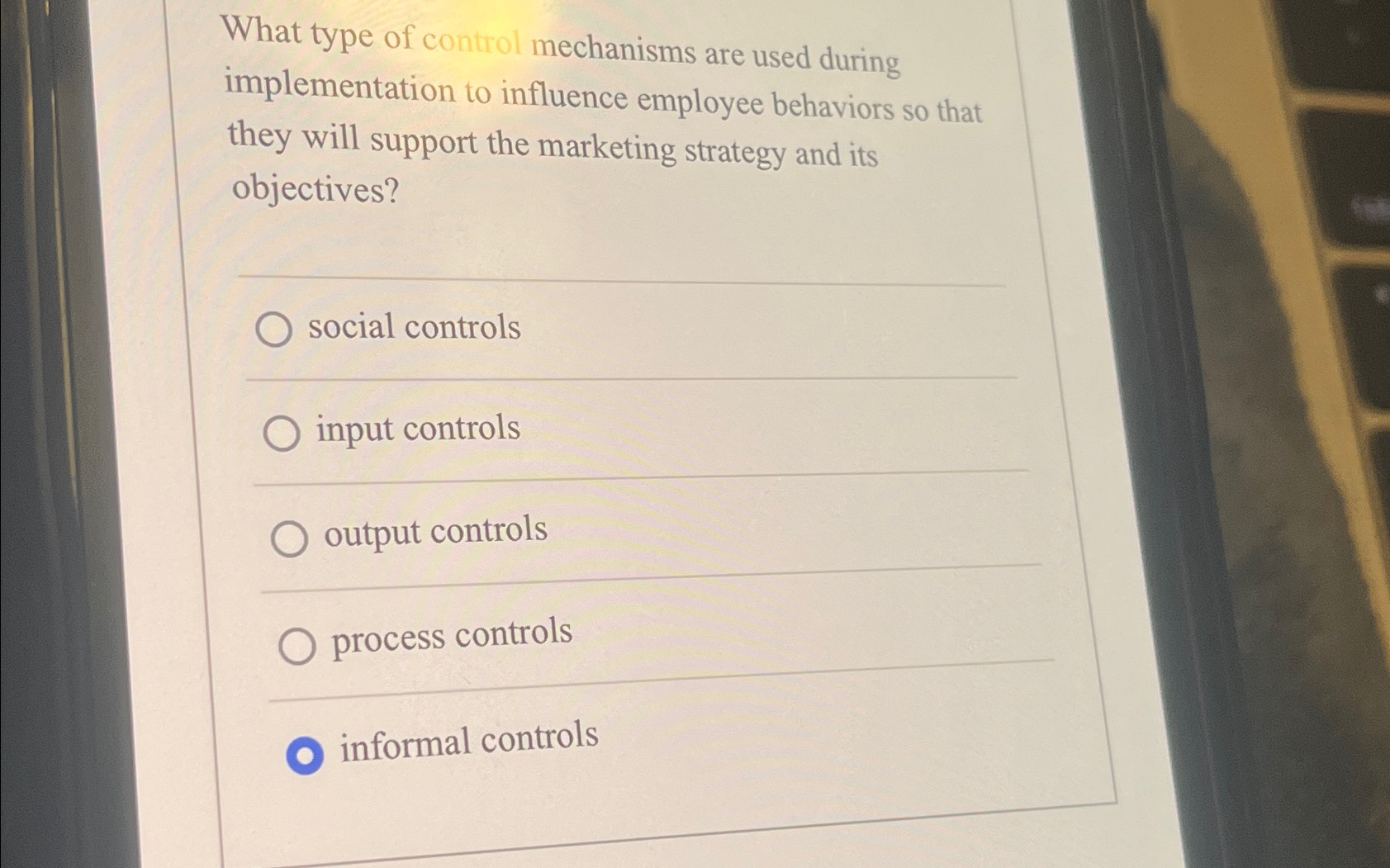 Solved What type of control mechanisms are used during | Chegg.com