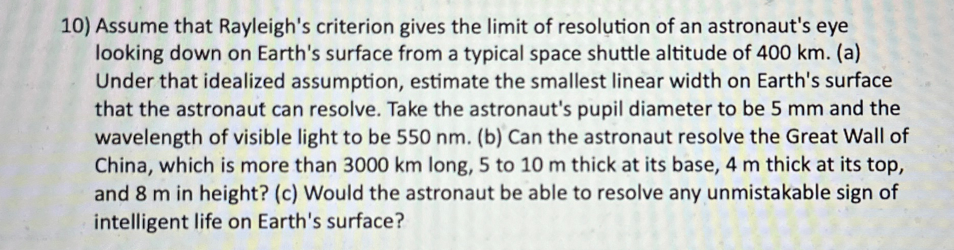 Solved Assume that Rayleigh's criterion gives the limit of | Chegg.com