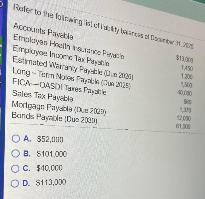 Solved 3 Refer to the following list of liability balances