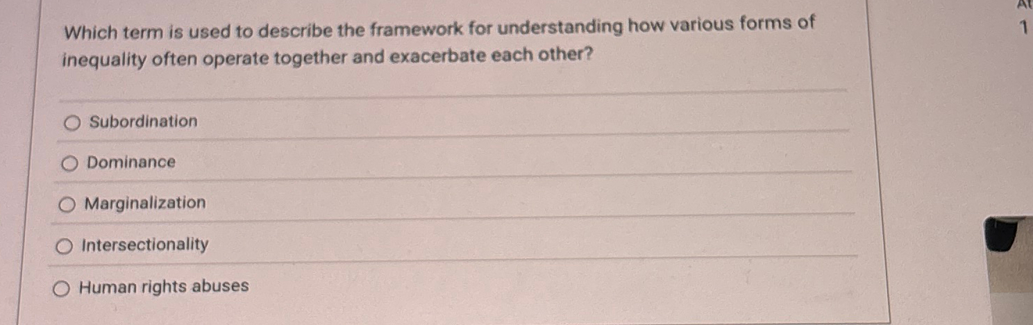 Solved Which term is used to describe the framework for | Chegg.com