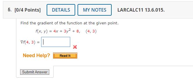 Solved Find the gradient of the function at the given | Chegg.com