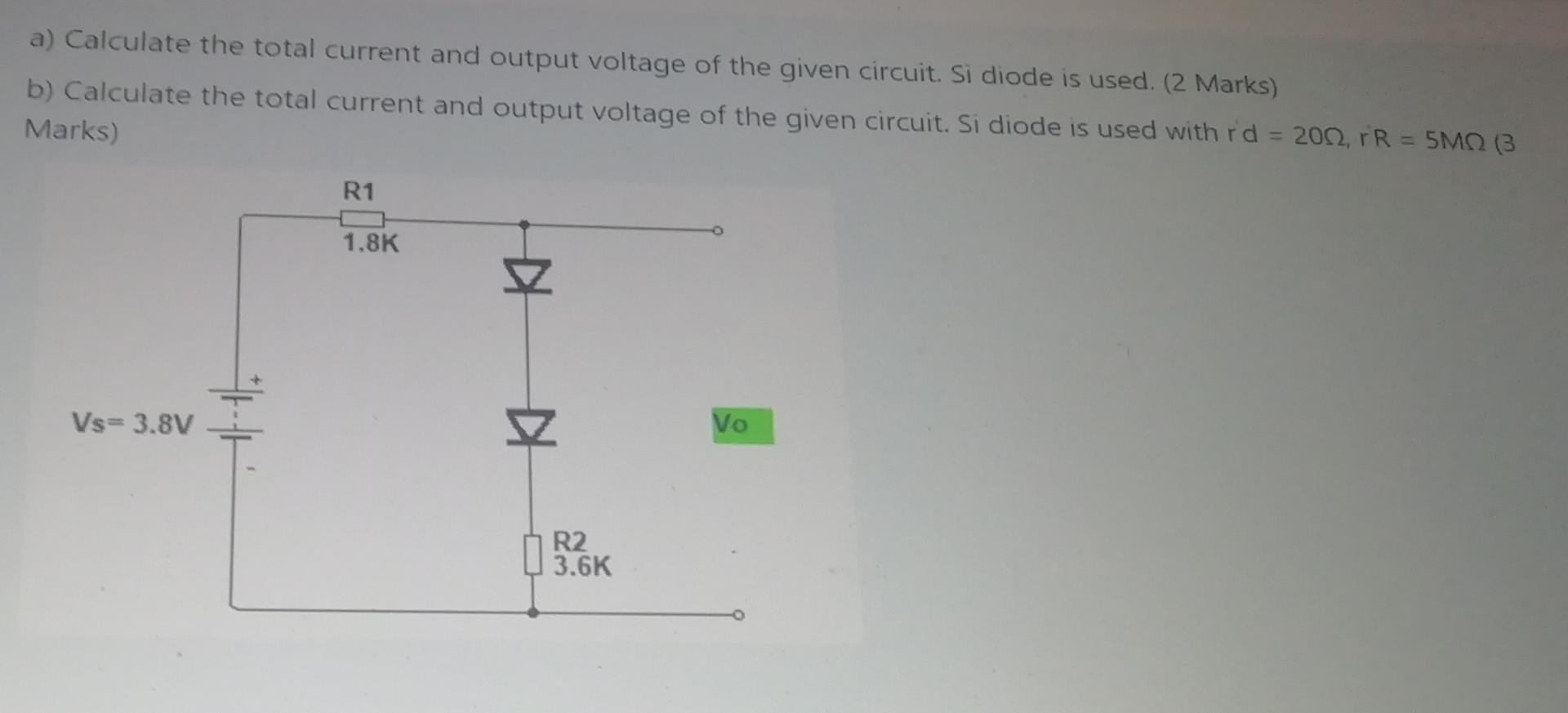 Solved a) Calculate the total current and output voltage of | Chegg.com
