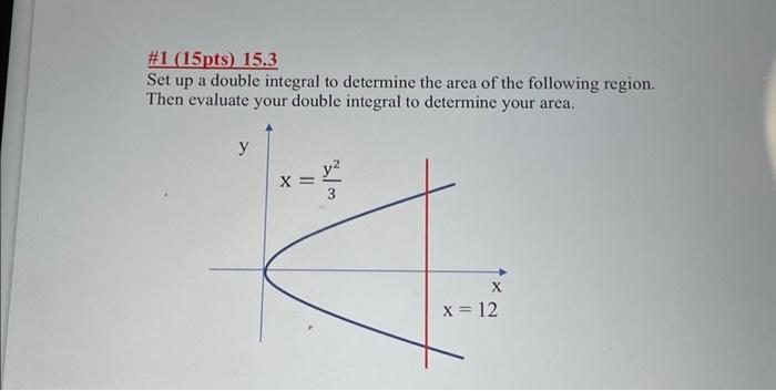 Solved #1 (15pts) 15.3 Set up a double integral to determine | Chegg.com