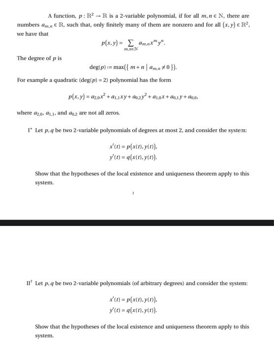 Solved A function, p:R2→R is a 2-variable polynomial, if for | Chegg.com