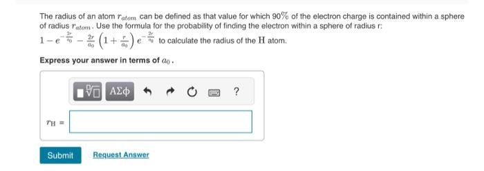 Solved The radius of an atom ratom can be defined as that | Chegg.com