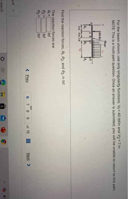 Singularity Functions Problem Solved For the beam shown, use only singularity functions. | Chegg.com