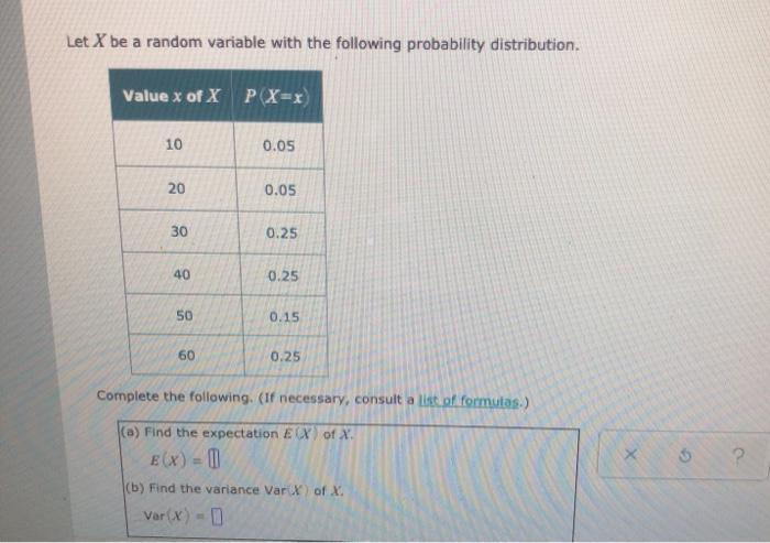 Solved Let X be a random variable with the following | Chegg.com