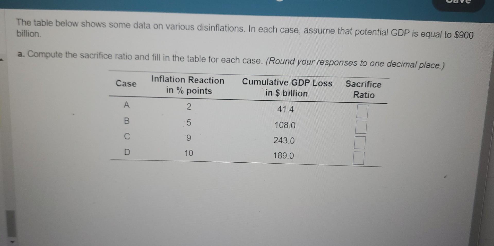 Solved The table below shows some data on various | Chegg.com