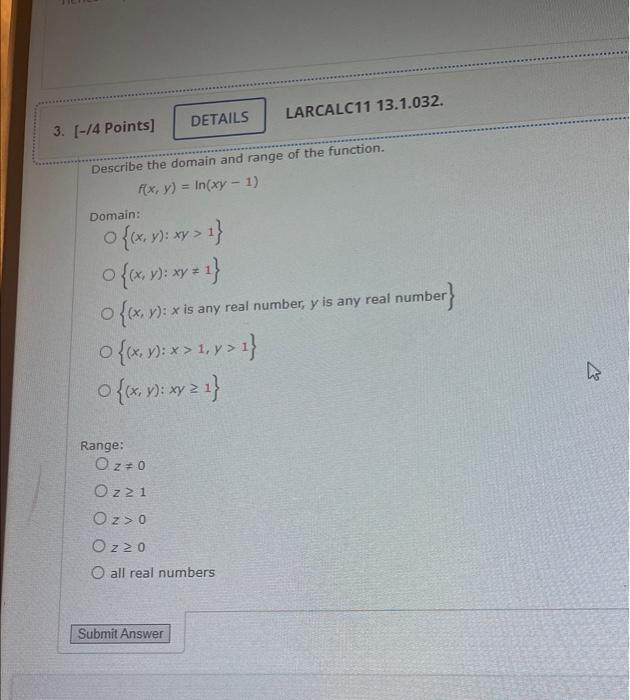 Solved Describe the domain and range of the function Chegg com