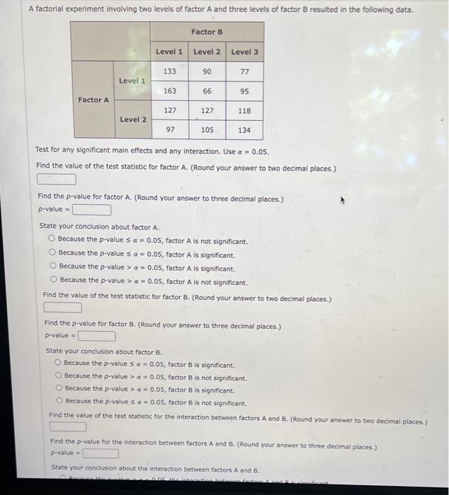 Solved Test for any significant main effects and any | Chegg.com