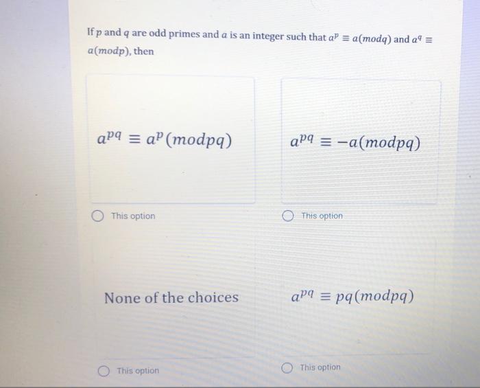 Solved If P And Q Are Odd Primes And A Is An Integer Such | Chegg.com ...