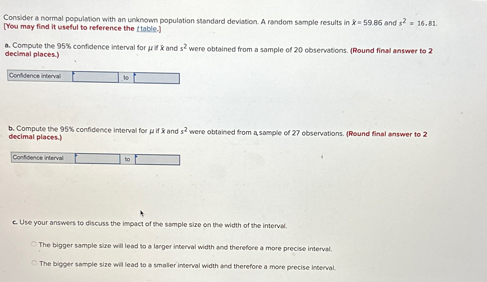 Solved Consider a normal population with an unknown | Chegg.com