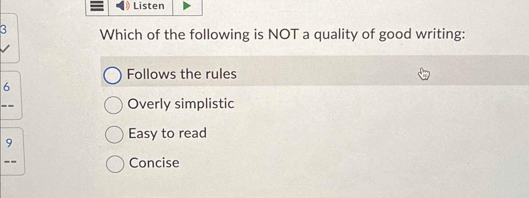Solved ListenWhich of the following is NOT a quality of good | Chegg.com