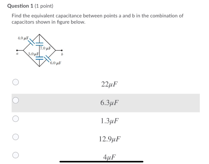 Solved Question 1 (1 Point) Find The Equivalent Capacitance | Chegg.com