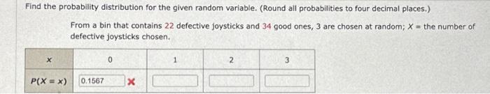 Solved Find the probability distribution for the given | Chegg.com